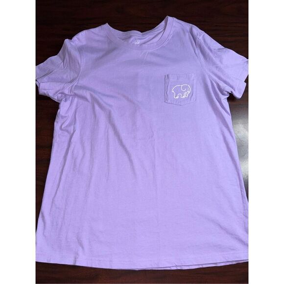 Ivory Ella Purple Short Sleeve Floral Elephant Graphic Pocket Tee Size Large - Picture 1 of 7